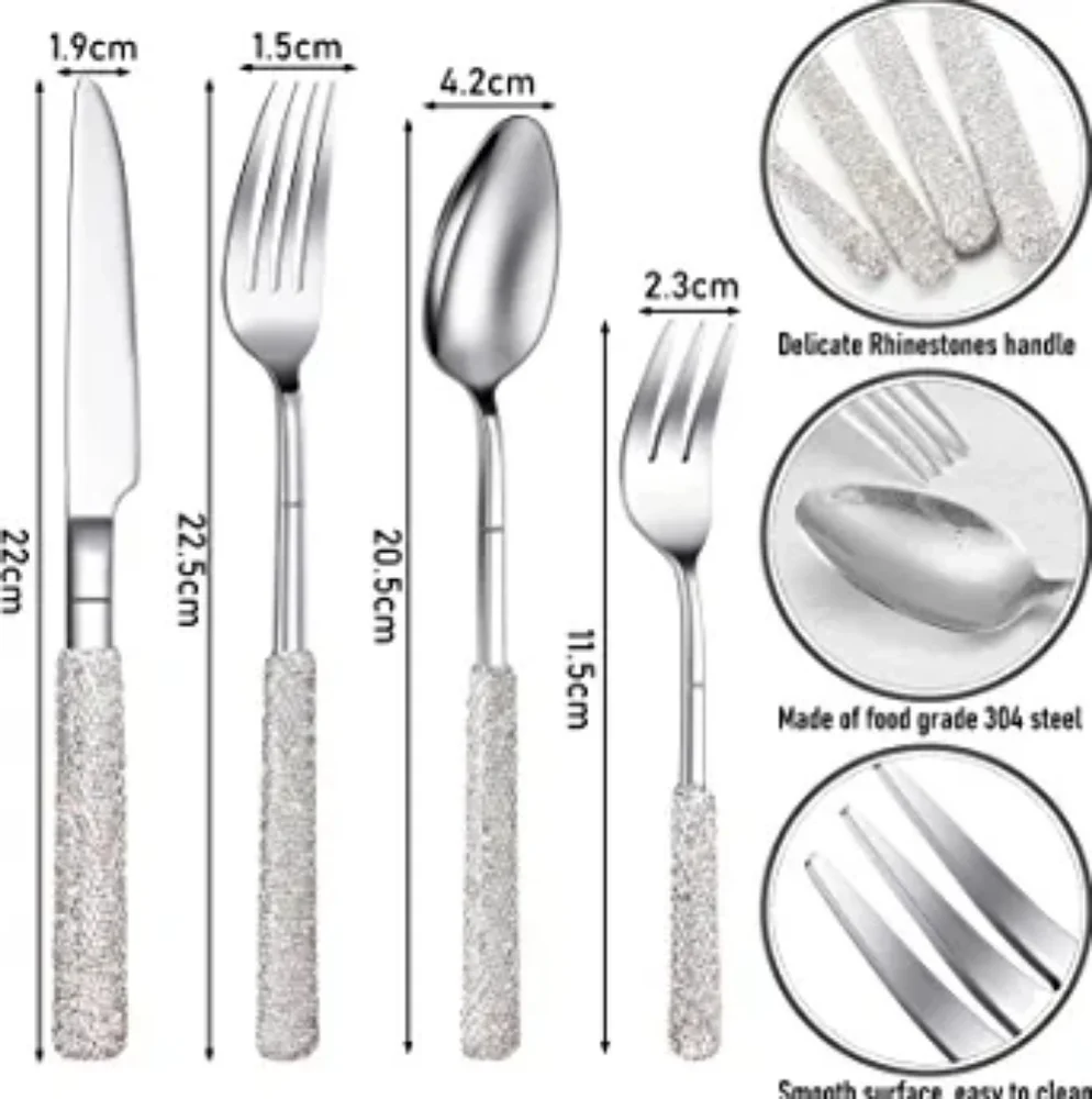 NEW Sparkling Bling Crystal Rhinestone Silverware Place Setting Dinner F…